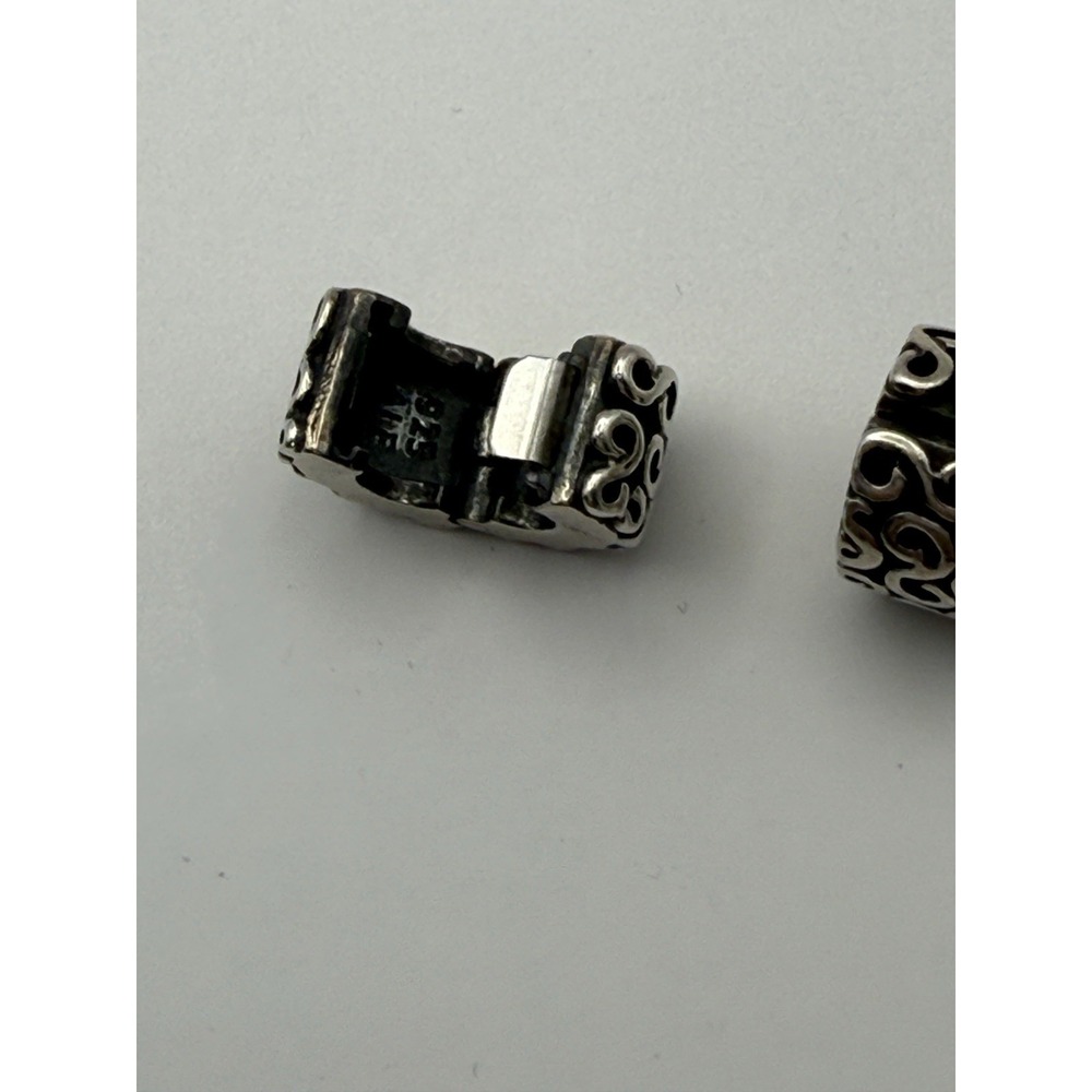 PAIR(2) OF PANDORA 925 ALE STERLING SILVER BRAIDED CLIP CHARMS - Picture 3 of 4